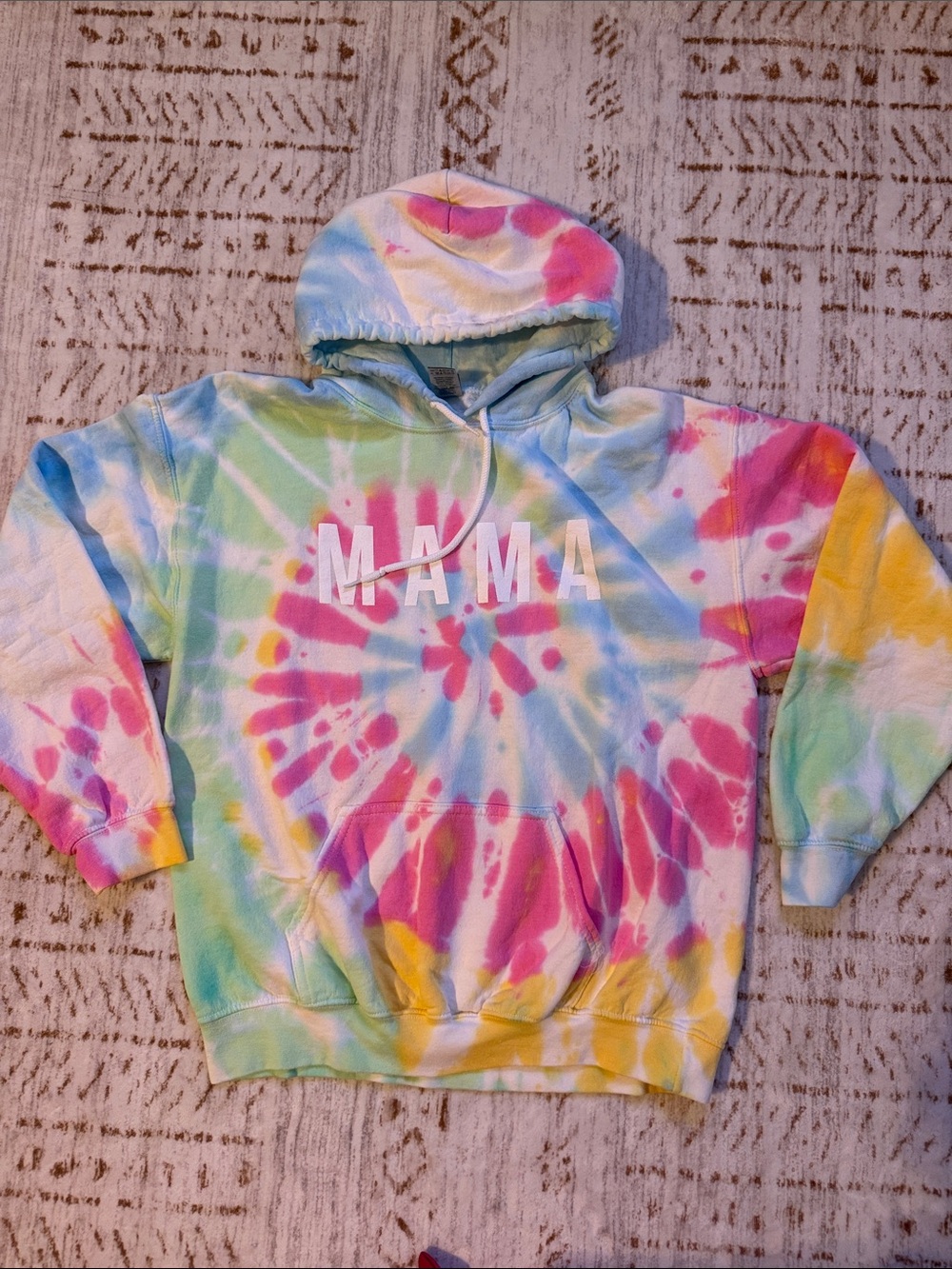 Tie-Dye "MAMA" Adult Unisex Hoodie - Medium
